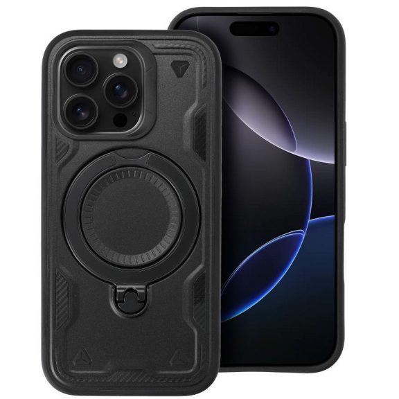 Frost Armor Apple iPhone 17 Pro Max starabíró tok kitámasztóható gyűrűvel, fekete