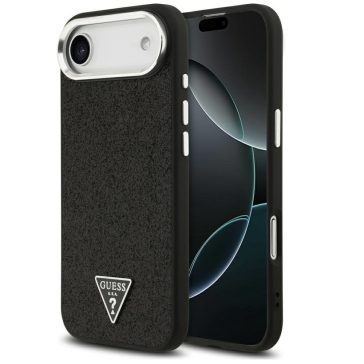   Guess Glitter Triangle Logo Apple iPhone Air (2025) MagSafe hátlap tok, fekete-ezüst