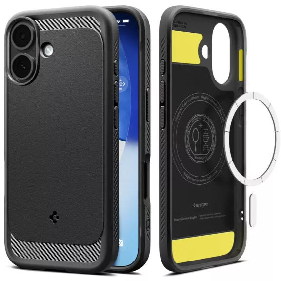 Spigen Rugged Armor MagFit Apple iPhone 17 tok, MagSafe, Matte Black, fekete