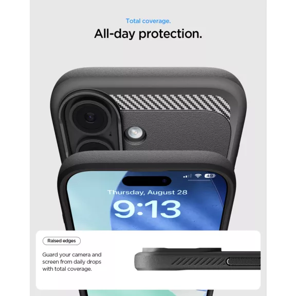 Spigen Rugged Armor MagFit Apple iPhone 17 tok, MagSafe, Matte Black, fekete