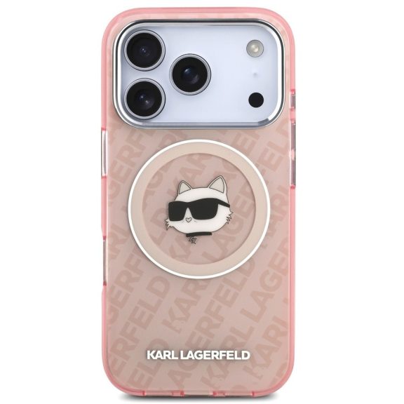 Karl Lagerfeld IML Choupette Head Logo iPhone 17 Pro Max MagSafe kompatibilis hátlap tok, rózsaszín