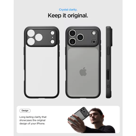 Spigen Ultra Hybrid Apple iPhone 17 Pro tok, Matte Black, fekete