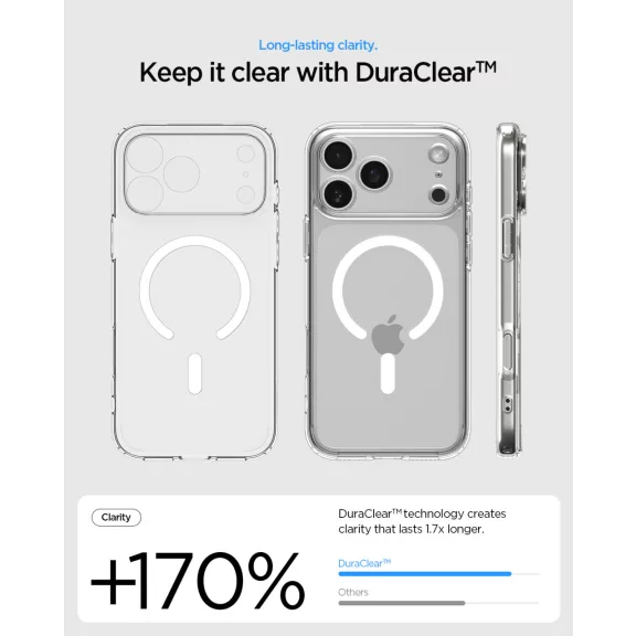 Spigen Ultra Hybrid Magfit Apple iPhone 17 Pro Max tok, MagSafe, Clear White, fehér