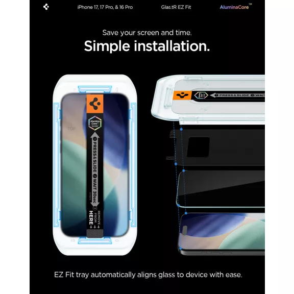 Spigen Glas.tR EZ Fit HD Apple iPhone Air (2025) tempered kijelzővédő fólia felhelyező kerettel (2db)