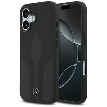  Mercedes Leather The Move Apple iPhone 17 MagSafe hátlap tok, fekete