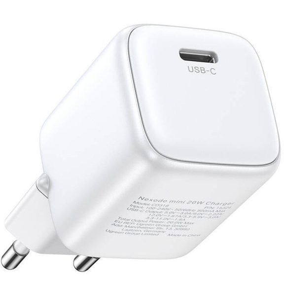 Ugreen Nexode CD318 USB-C hálózati töltő, PD3.0, QC4.0, GaN, 20W, fehér