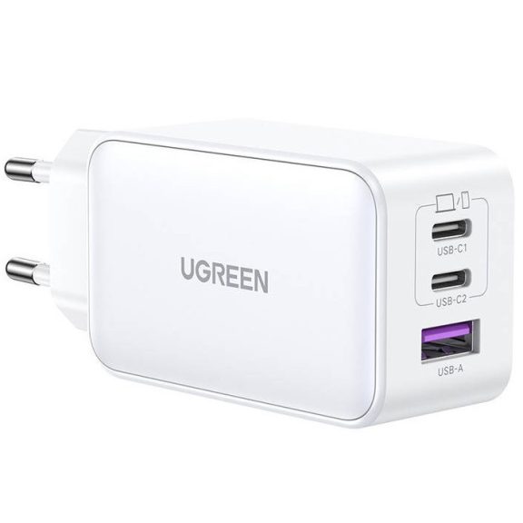 Ugreen Nexode CD244 2xUSB-C-USB-A hálózati töltő, GaN, 65W, fehér