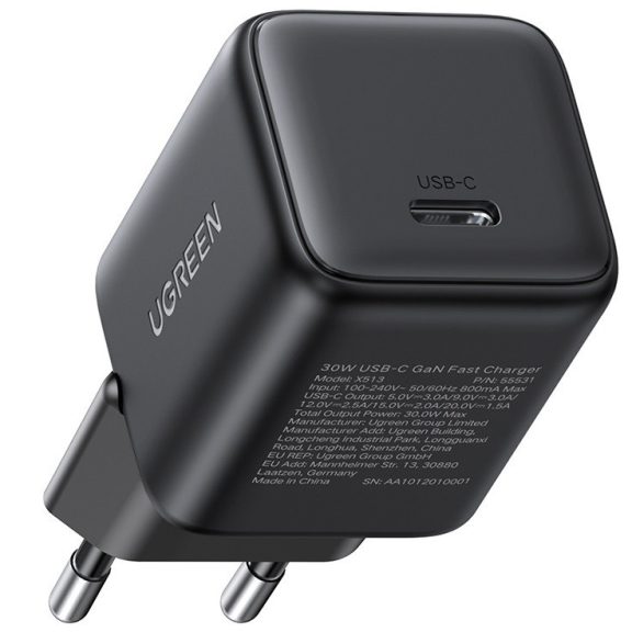 Ugreen X513 USB-C hálózati töltő, 3A, 30W, fekete