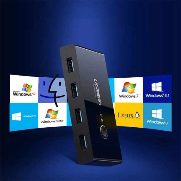 Ugreen US216 hub adapter / switch 4xUSB-A 3.0, fekete