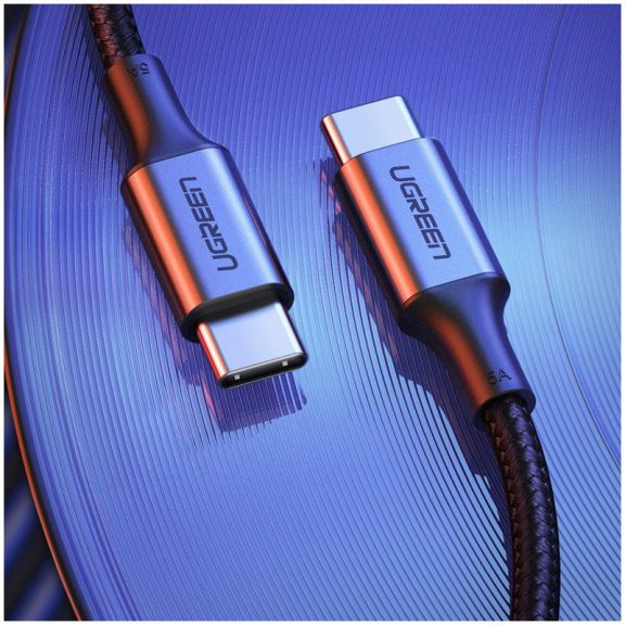 Ugreen US316 USB-C-USB-C töltő- és adatkábel, fonott, 5A, 100W, 2m, szürke