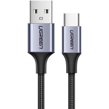   Ugreen US316 USB-A-USB-C töltő- és adatkábel, fonott, 3A, 18W, 2m, fekete
