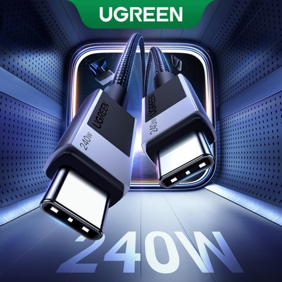 Ugreen L513 USB-C-USB-C töltő- és adatkábel, fonott, 5A, 240W, 1m, szürke