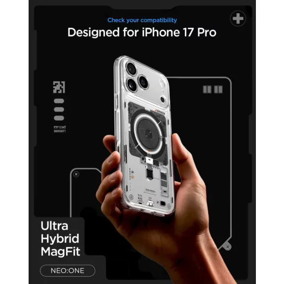 Spigen Ultra Hybrid MagFit Apple iPhone 17 Pro tok, MagSafe, Neo One, átlátszó
