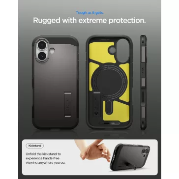   Spigen Tough Armor T MagFit Apple iPhone 17 tok, MagSafe, Gunmetal, szürke
