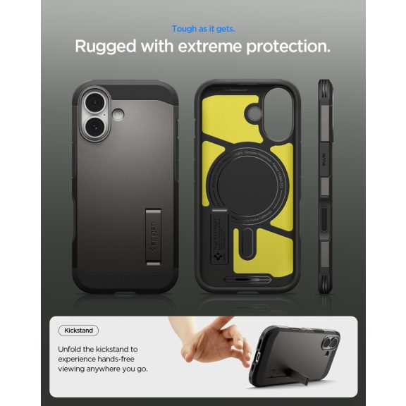 Spigen Tough Armor T MagFit Apple iPhone 17 tok, MagSafe, Gunmetal, szürke