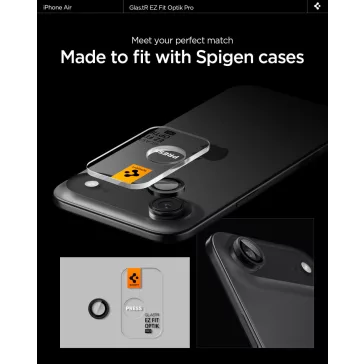   Spigen Glas.tR EZ Fit Optik Pro Apple iPhone Air (2025) Tempered kameralencse-védő fólia felhelyező kerettel, fekete (2db)
