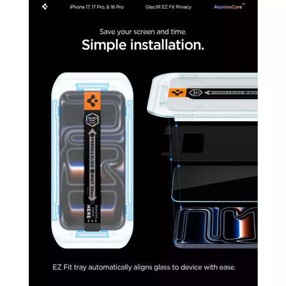 Spigen Glas.tR EZ Fit Privacy Apple iPhone Air (2025) tempered kijelzővédő fólia felhelyező kerettel (2db)