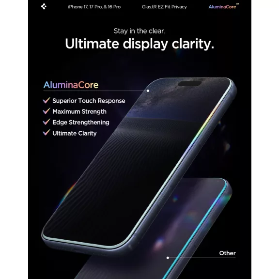 Spigen Glas.tR EZ Fit Privacy Apple iPhone Air (2025) tempered kijelzővédő fólia felhelyező kerettel (2db)