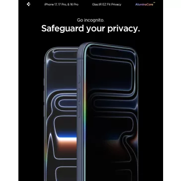   Spigen Glas.tR EZ Fit Privacy Apple iPhone Air (2025) tempered kijelzővédő fólia felhelyező kerettel