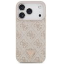 Guess Leather 4G Triangle Strass iPhone 17 Pro Max kemény hátlap tok, rózsaszín