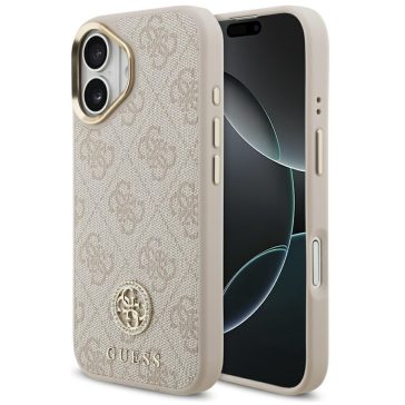   Guess 4G Strass Logo Apple iPhone 17 MagSafe tok kameravédő peremmel, rózsaszín-arany