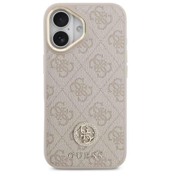 Guess 4G Strass Logo Apple iPhone 17 MagSafe tok kameravédő peremmel, rózsaszín-arany