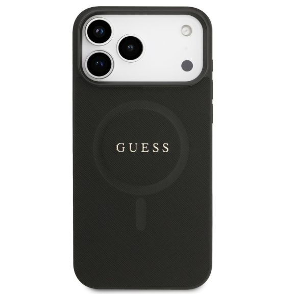 Guess Saffiano Classic Logo Apple iPhone 17 Pro Max MagSafe tok, fekete