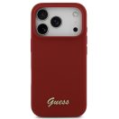 Guess Silicone Script Metal Logo Apple iPhone 17 Pro MagSafe tok, magenta