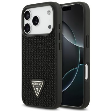   Guess Rhinestone Triangle Apple iPhone 17 Pro hátlap tok, fekete