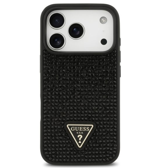Guess Rhinestone Triangle Apple iPhone 17 Pro hátlap tok, fekete