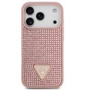 Guess Rhinestone Triangle Apple iPhone 17 Pro Max hátlap tok, rózsaszín