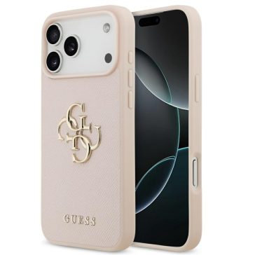   Guess Grained Big 4G & Classic Logo Apple iPhone 17 Pro Max hátlap tok, rózsaszín