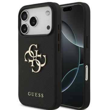   Guess Grained Big 4G & Classic Logo Apple iPhone 17 Pro hátlap tok, fekete