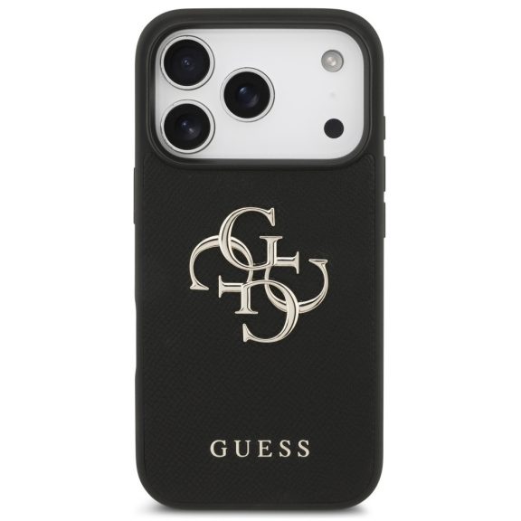 Guess Grained Big 4G & Classic Logo Apple iPhone 17 Pro hátlap tok, fekete