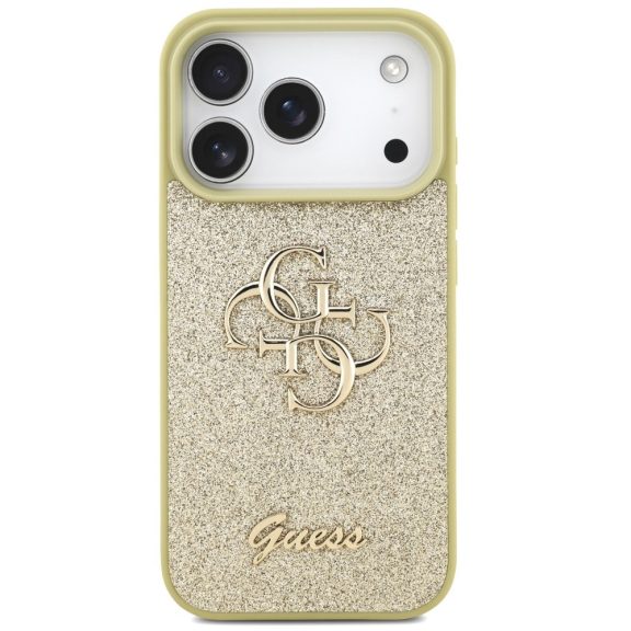 Guess Fixed Glitter Big 4G Apple iPhone 17 Pro hátlap tok, csillámos, arany