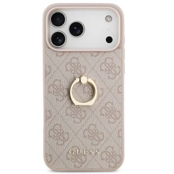 Guess 4G Ring Stand Apple iPhone 17 Pro Max tok, gyűrű alakú tartóval, rózsaszín