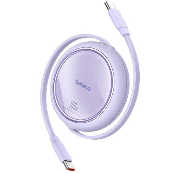 Baseus Free2Draw Mini USB-C töltő-és adatkábel, kihúzható, automata behúzó funkcióval, 100W, 1m, lila