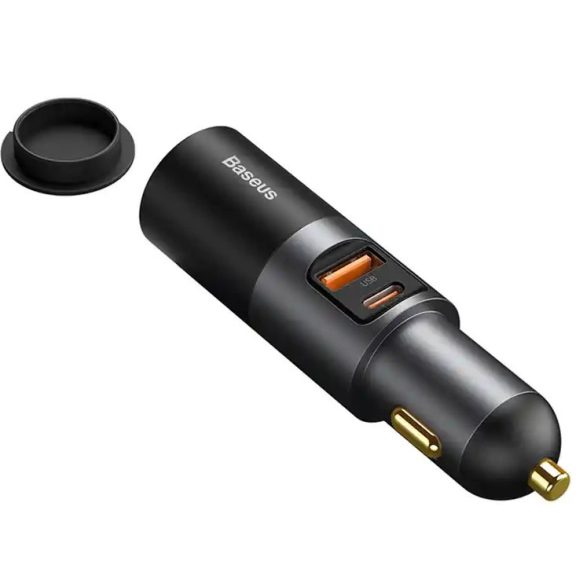 Baseus Share Together 2×USB-A autós gyorstöltő, szivargyújtó kimenettel, 60W, szürke