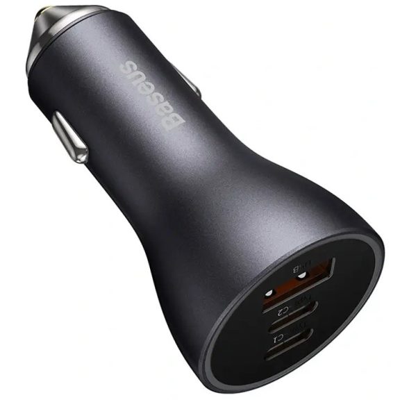 Baseus Golden Contactor Pro Triple 2xUSB-C-USB-A autós töltő, 65W, szürke