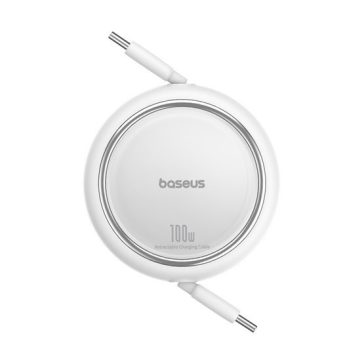  Baseus Free2Draw Mini USB-C töltő-és adatkábel, kihúzható, automata behúzó funkcióval, 100W, 1m, fehér