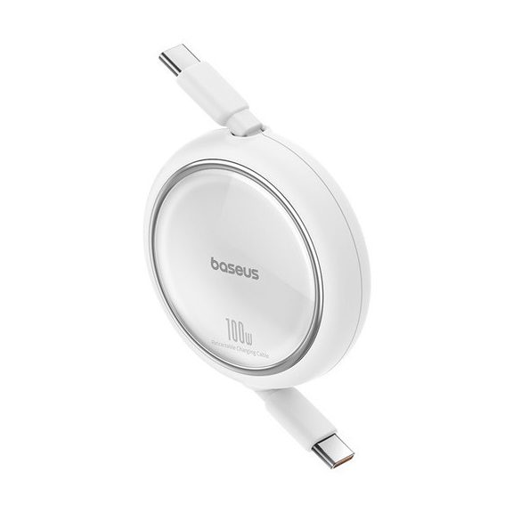 Baseus Free2Draw Mini USB-C töltő-és adatkábel, kihúzható, automata behúzó funkcióval, 100W, 1m, fehér