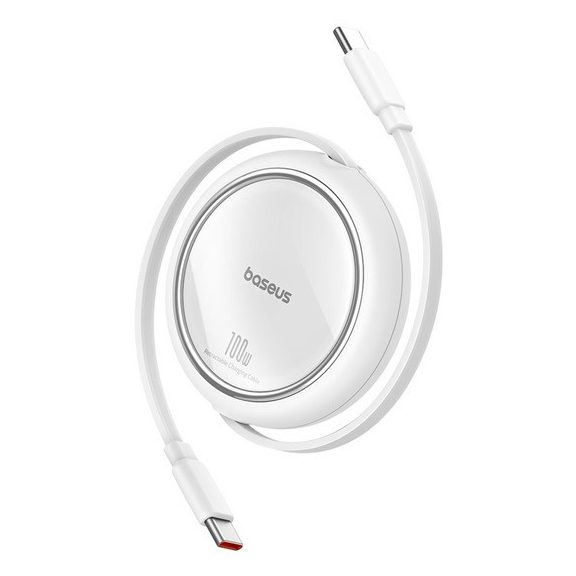 Baseus Free2Draw Mini USB-C töltő-és adatkábel, kihúzható, automata behúzó funkcióval, 100W, 1m, fehér