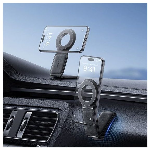 Baseus PrimeTrip C02 Mega mágneses autóstartó, műszerfalra rögzíthető, fekete