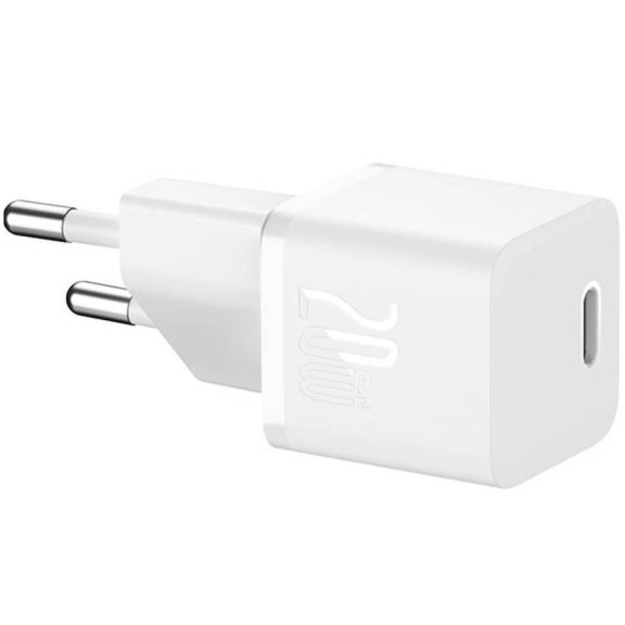 Baseus GaN5 Mini USB-C hálózati gyorstöltő adapter, 20W, fehér