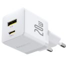 Baseus Palm 2in1 USB-C-USB-A hálózati gyorstöltő adapter, 20W, fehér