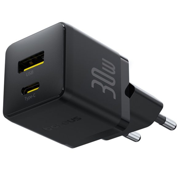 Baseus Palm 2in1 USB-C-USB-A hálózati gyorstöltő adapter, 30W, fekete