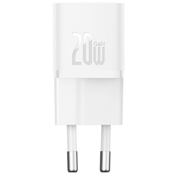 Baseus GaN5 Mini USB-C hálózati gyorstöltő adapter 20W, + USB-C-USB-C fonott kábel, 100W, fehér