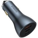 Baseus Golden Contactor Pro GaN 2xUSB-C-USB-A autós töltő, 65W, szürke