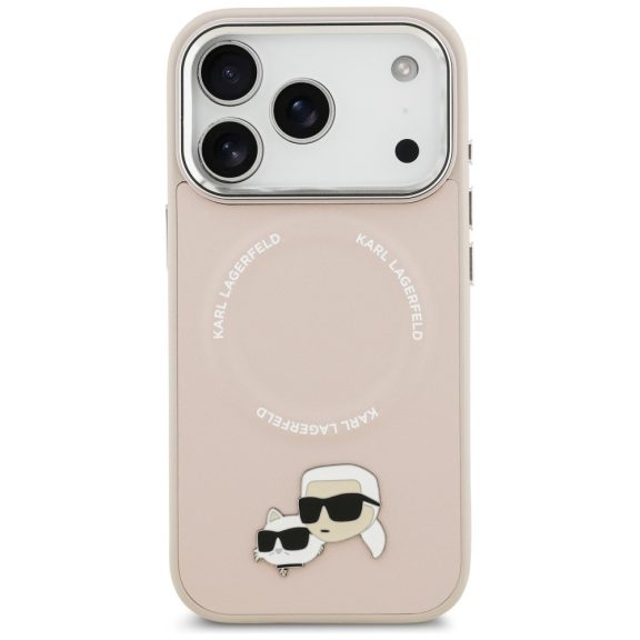 Karl Lagerfeld Karl & Choupette Pins Apple iPhone 17 Pro MagSafe kompatibilis hátlap tok, rózsaszín