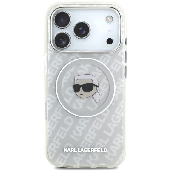 Karl Lagerfeld IML Karl Head Logo Apple iPhone 17 Pro MagSafe kompatibilis hátlap tok, szürke